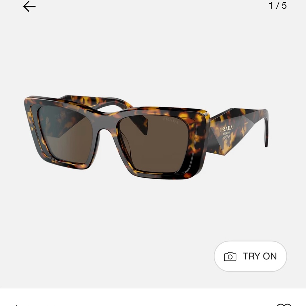 Prada Tortoiseshell Rectangular Sunglasses with Brown Lenses
